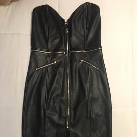 Black strapless leather dress - Picture 4 of 7